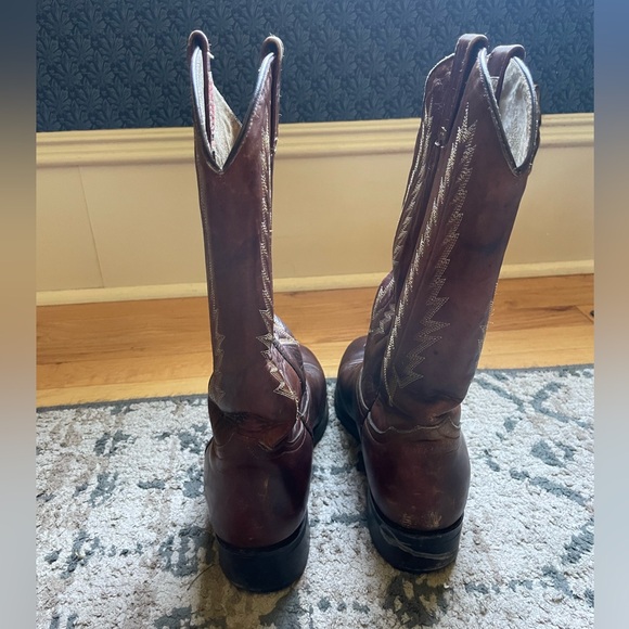 Men’s Rudel Cowboy Boots Vintage Size 29.5 11.5 Brown Western Outdoors Leather - Picture 10 of 12